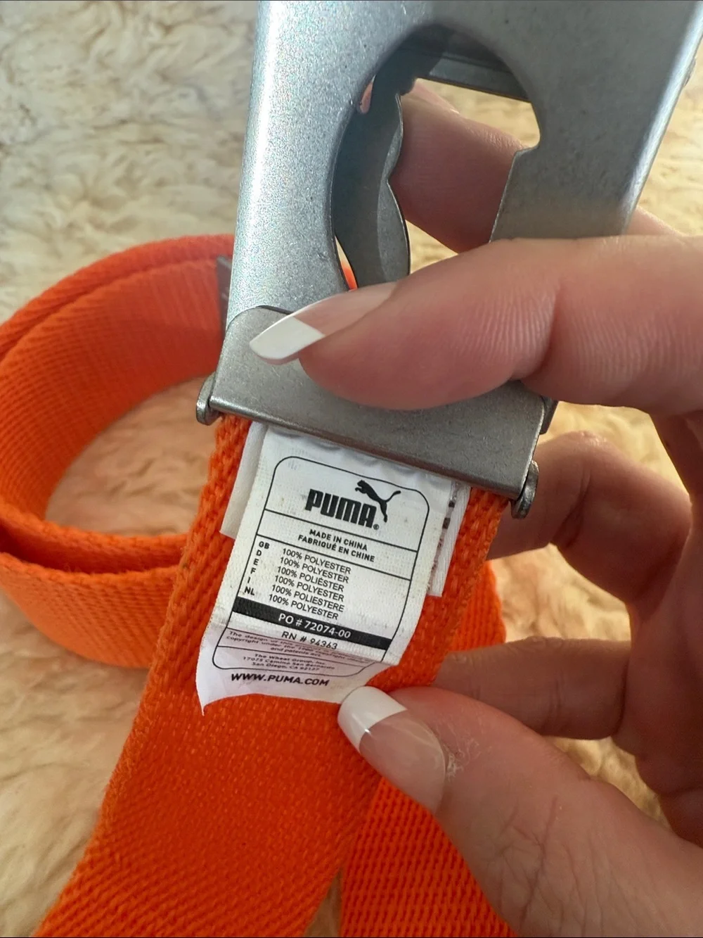 Y2K Puma Orange Canvas Belt